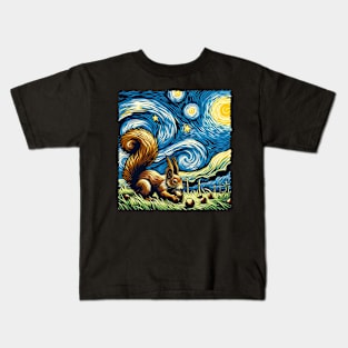 Urban Bark Brigade Squirrel Starry Night Tail-Wagging T-shirt Kids T-Shirt